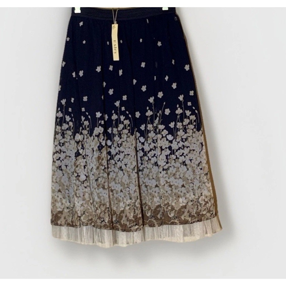 Esley Skirt Womens S Full Floral Fairycore Navy Feminine Coquette NWT
